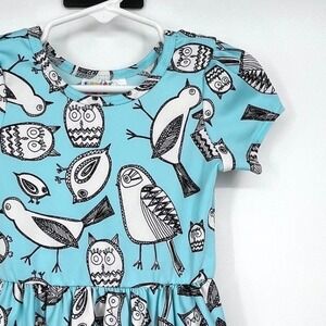 Dot Dot Smile Skater Dress Girls 12/24M Turquoise Owl Bird Doodle Print